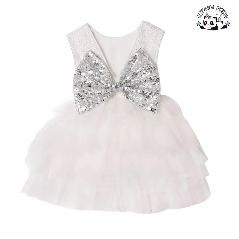 LEZONKIDS - Girls Sequin Dress Princess Skirt Children's New Mesh Dress Girl Big Bow Cake Skirt
